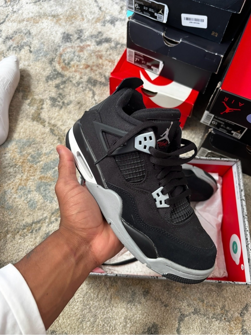 Air Jordan 4 Retro Se Black Canvas Wmns 6.5